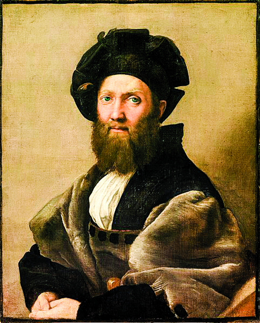 拉斐爾為卡斯蒂廖繪製的肖像畫《Portrait de Baldassare Castiglione》。（公有領域）