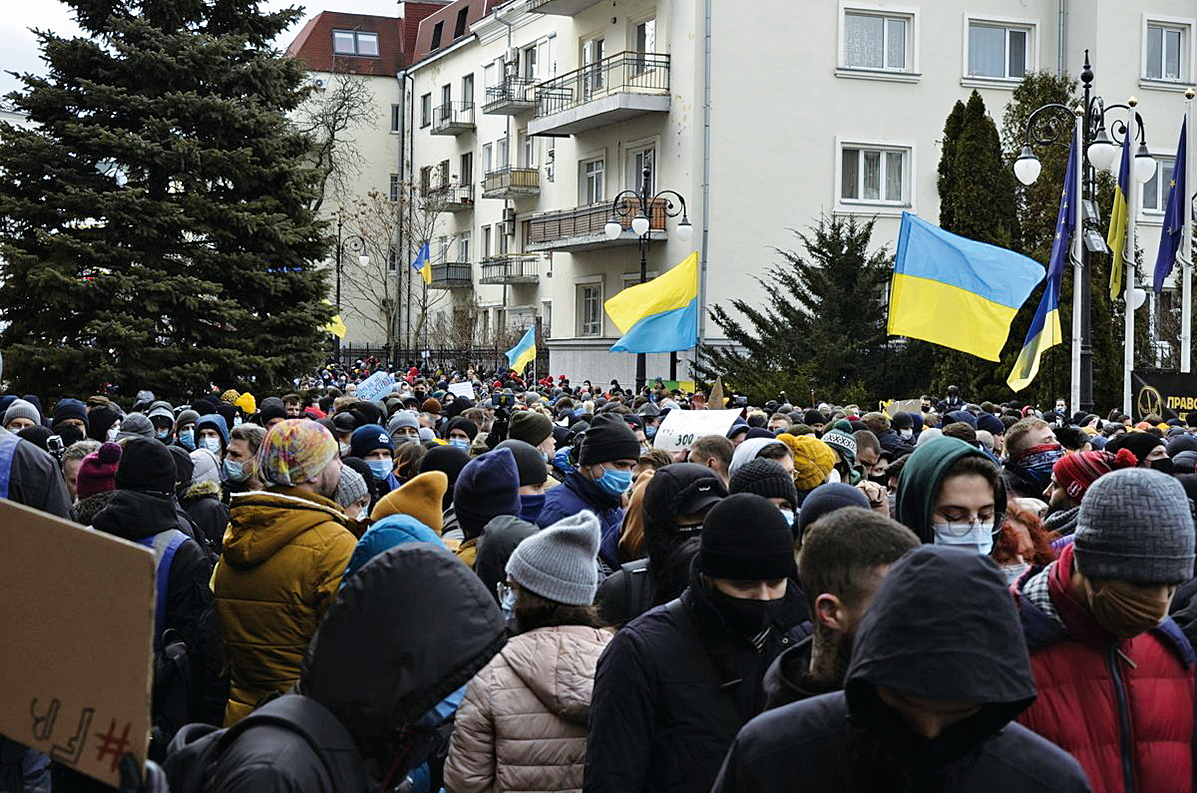 俄烏局勢緊張，烏克蘭民眾在首都基輔集會，向外界展示對抗俄羅斯的決心。（受訪者提供）