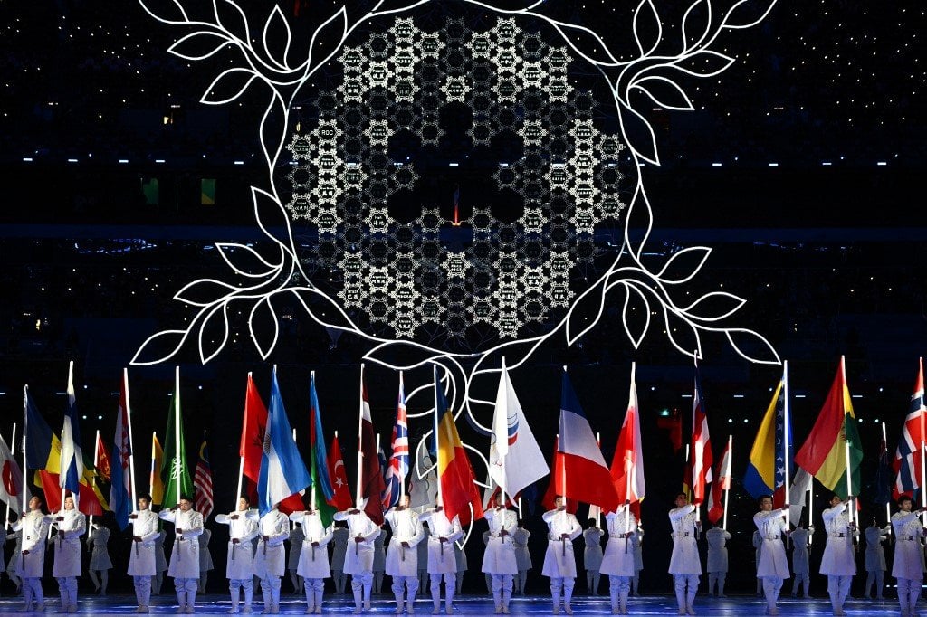 2022年2月20日，北京冬奧會閉幕式在鳥巢國家體育場舉行。（Anne-Christine POUJOULAT / AFP）