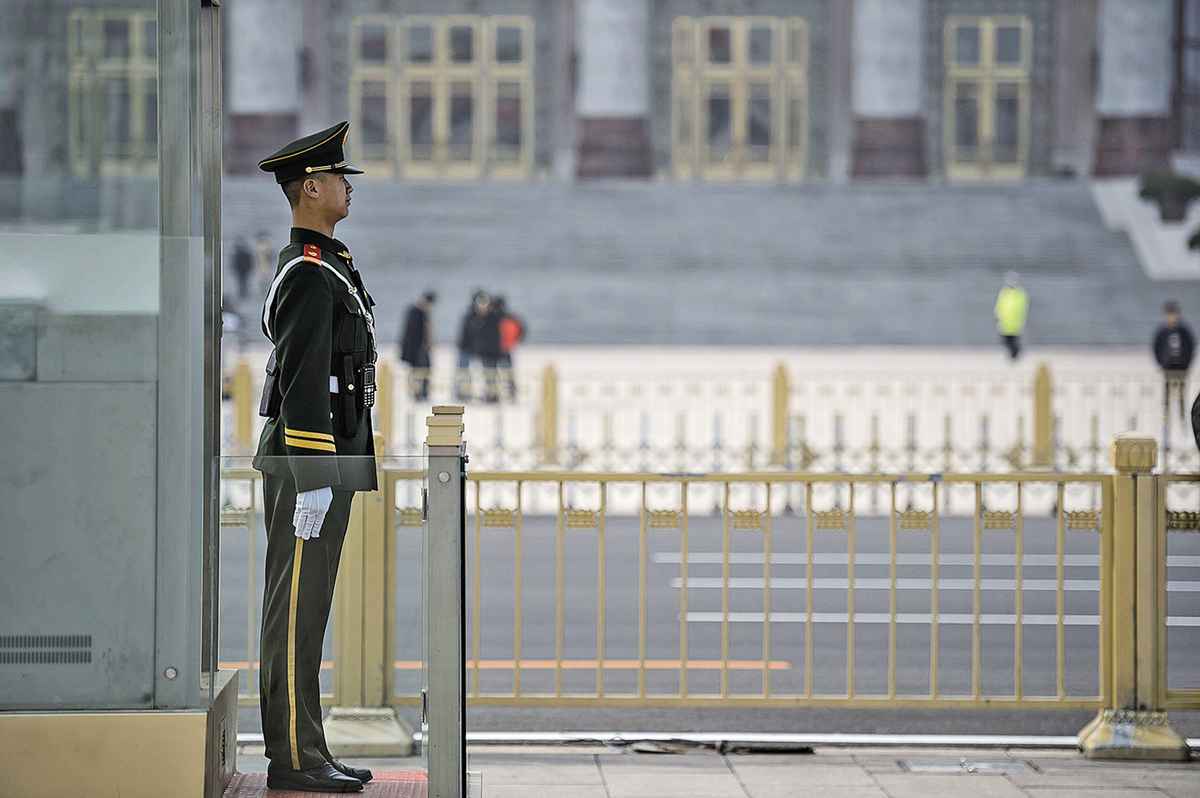 近日中共「兩會」時的政府工作報告提及所謂對台政策「總體方略」。圖為「兩會」時的北京。（FRED DUFOUR/AFP/Getty Images）