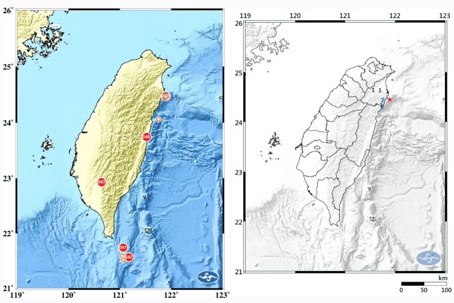【突發】台灣凌晨發生三連震 最大規模4.8震度4級