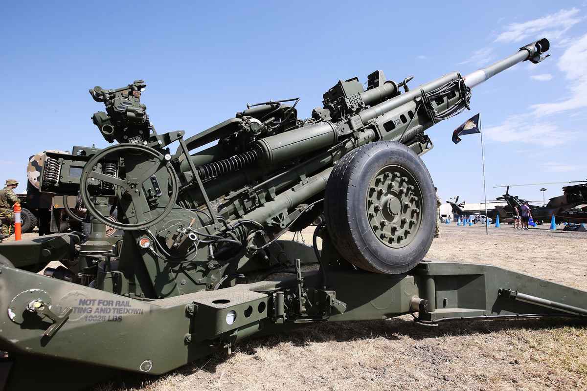 2019年3月1日，在澳洲墨爾本的阿瓦隆機場看到的 M777A2 榴彈炮。（Michael Dodge/Getty Images）
