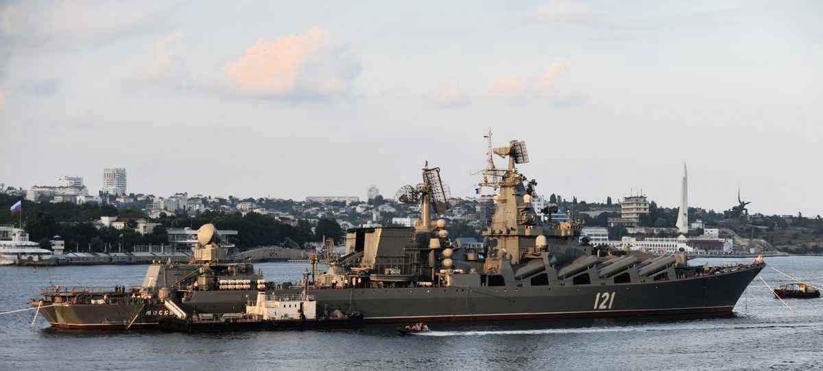 2022年4月14日晚，俄羅斯國家通訊社塔斯社援引俄羅斯國防部的一份聲明稱，導彈巡洋艦「莫斯科號」（Moskva）已經沉沒。圖為「莫斯科號」資料照。（Vasily Maximov/AFP via Getty Images）