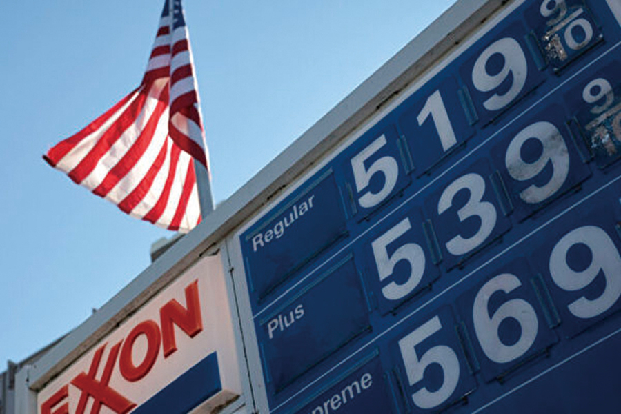華盛頓國會山埃克森（Exxon）加油站的汽油價格。攝於2022年3月14日。 （Win McNamee/Getty Images）