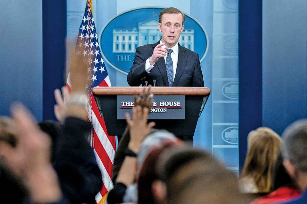 2022年5月18日，美國國家安全顧問沙利文在白宮舉行的每日記者會上發言。（Photo by Stefani Reynolds / AFP）