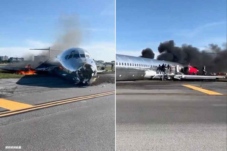 載逾百人航班邁阿密機場降落時著火 影片曝光
