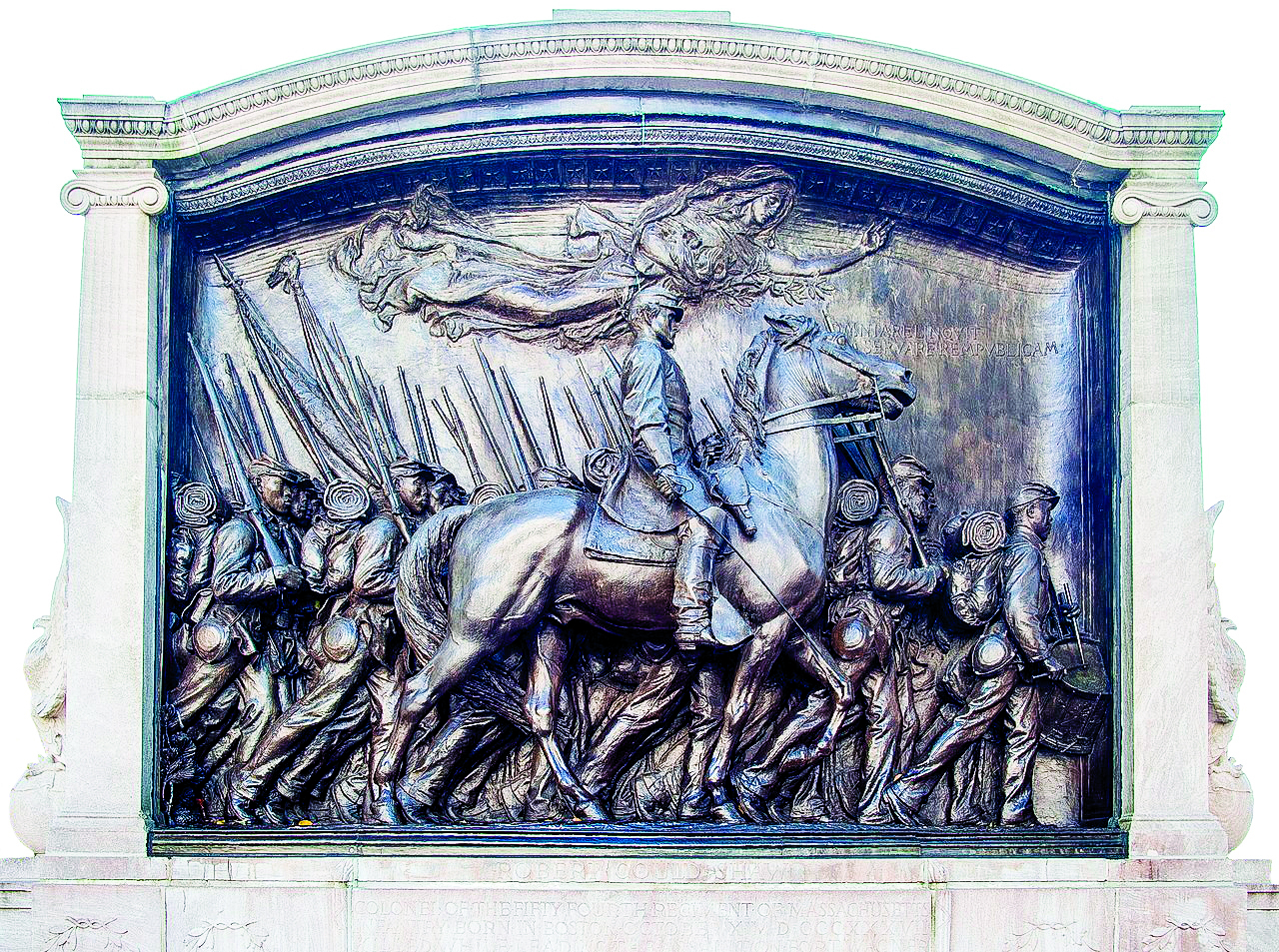 《羅伯特‧古爾德‧蕭和第54馬薩諸塞步兵團紀念碑》（The Robert Gould Shaw and 54th Massachusetts Infantry Regiment Memorial）。(Rhododendrites/Wikimedia Commons) 