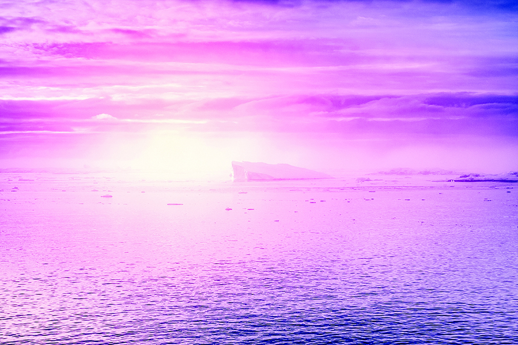 氣溶膠散射和彎折太陽從地平線升起或降落時的霞光，把天空映照成粉色的示意圖。（Shutterstock）