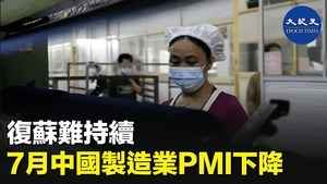 復蘇難持續 7月中國製造業PMI下降