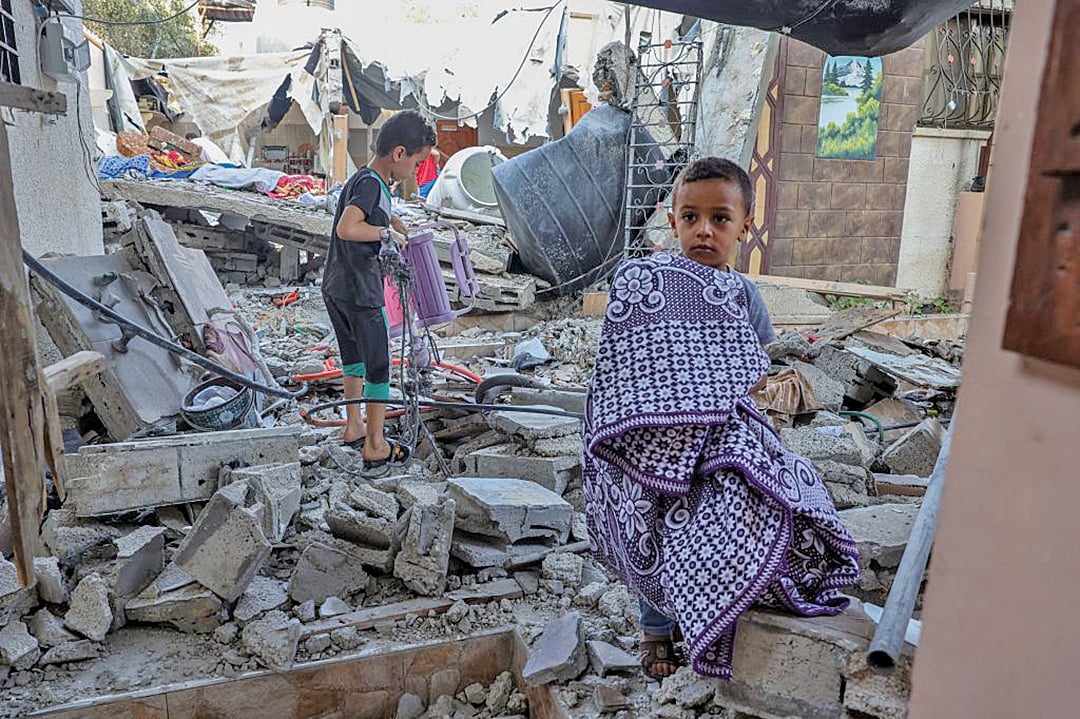 圖為8月8日，遭受衝突的加沙地帶。（AFP）