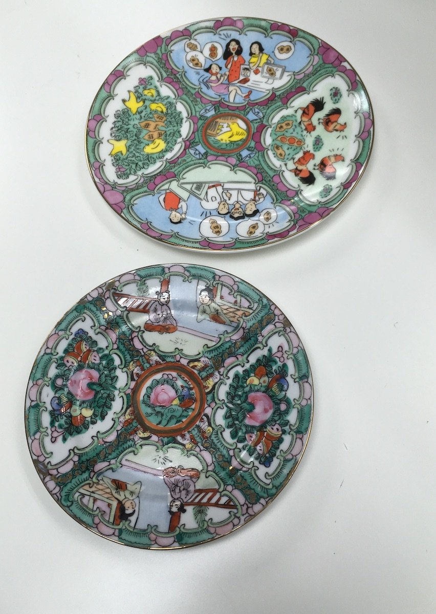 Malou從傳統廣彩瓷碟獲取靈感，參照傳統瓷碟設計，加入現代人願望的繪畫元素。（受訪者提供）