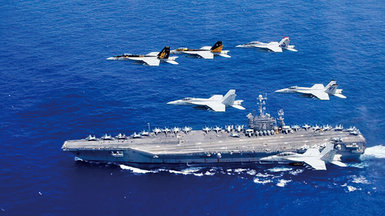 美國航母戰鬥群。資料圖。（Lt. Steve Smith/U.S. Navy via Getty Images）	