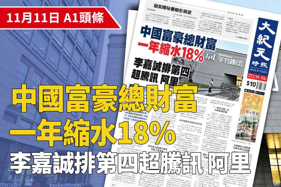 【A1頭條】中國富豪總財富一年縮水18% 李嘉誠排第四 超騰訊 阿里