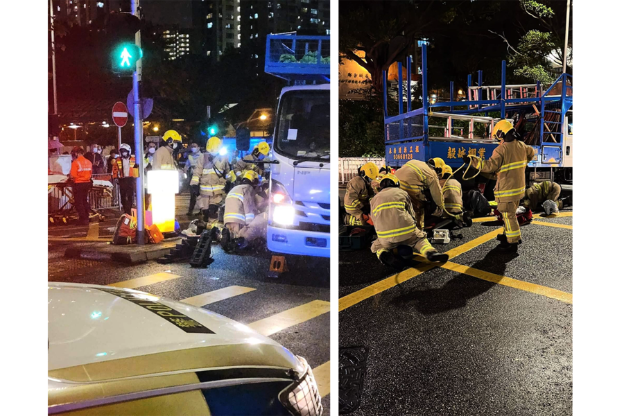 東頭村道電單車撞貨車 電單車女乘客昏迷送院後亡