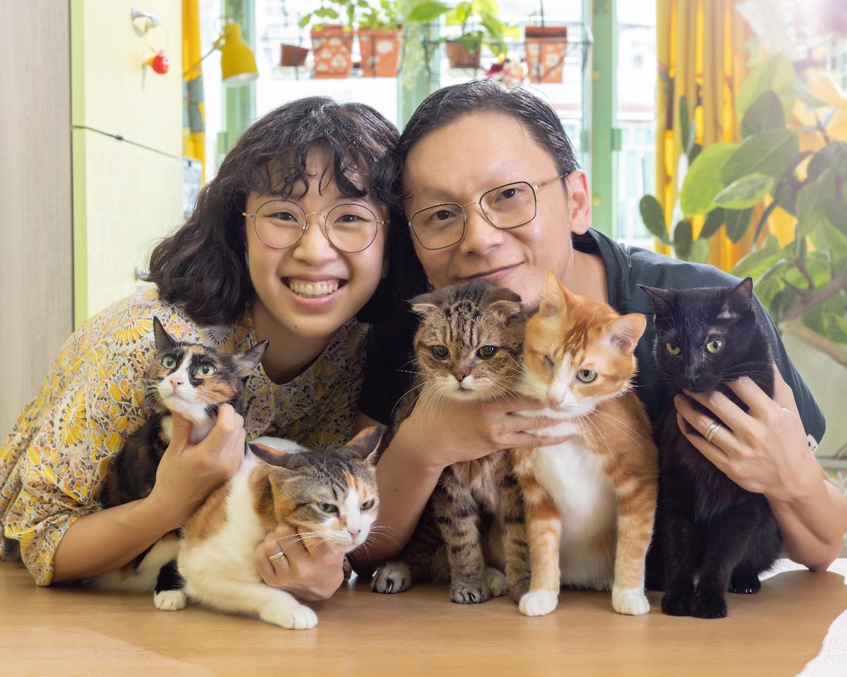 Wilson和太太Doris的家中有7隻貓，對養貓頗有經驗，Wilson結合自己的專長，嘗試做一個與別不同的攝影師。（受訪者提供）