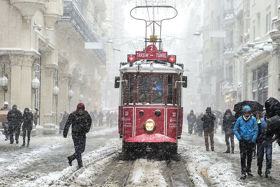 土耳其伊斯坦堡遭遇寒流。（AFP/Getty Images）
