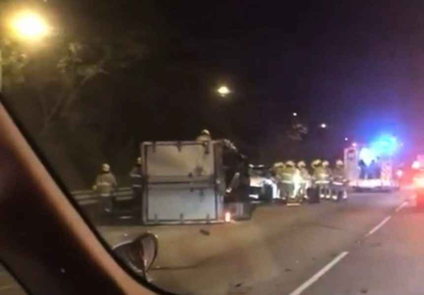 新田公路私家車撞密斗貨車 私家車司機涉酒駕被捕