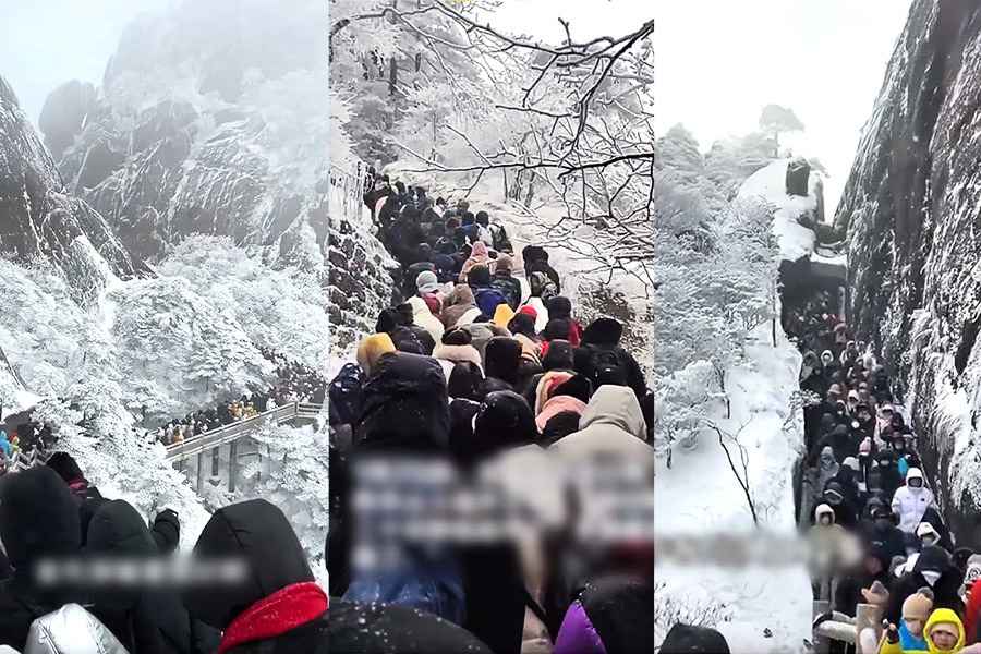 安徽黃山眾遊客雪中滯留超6小時 小孩被凍哭