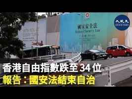 香港自由指數跌至34位 報告：國安法結束自治