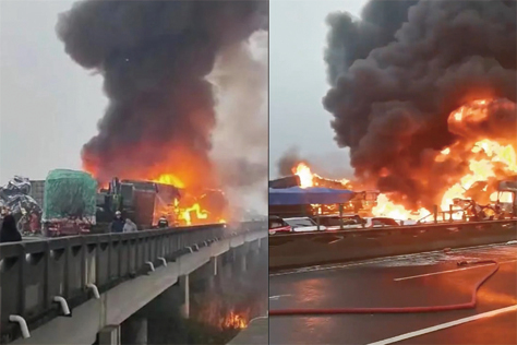 湖南高速車禍 多車追撞後起火爆炸 16死