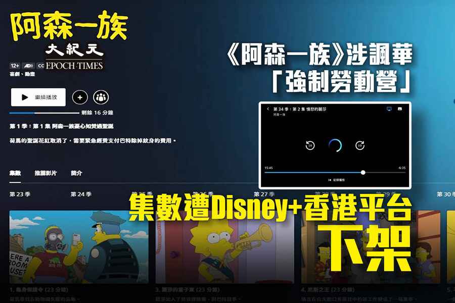 《阿森一族》涉諷華「強制勞動營」集數遭Disney+香港平台下架