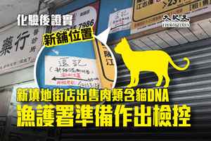 令人髮指 | 化驗後證實新填地街店出售肉類含貓DNA 漁護署準備作出檢控