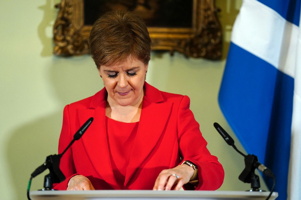 蘇格蘭首席大臣、蘇格蘭民族黨（SNP）黨魁施雅晴15日突然宣布辭職。（Jane Barlow / POOL / AFP）