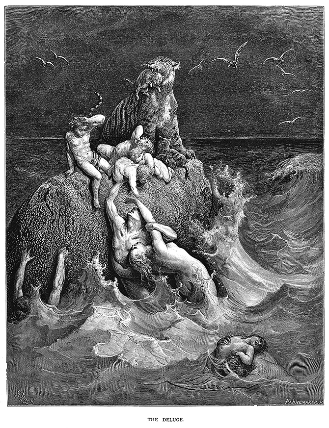 19世紀法國藝術家古斯塔夫多雷（Gustave Doré）描繪的《聖經》插圖——《大洪水》。（公有領域）