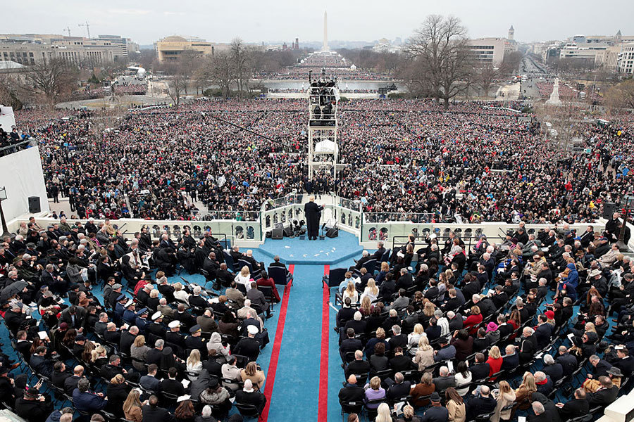 特朗普發表就職演說。（Scott Olson/Getty Images）
