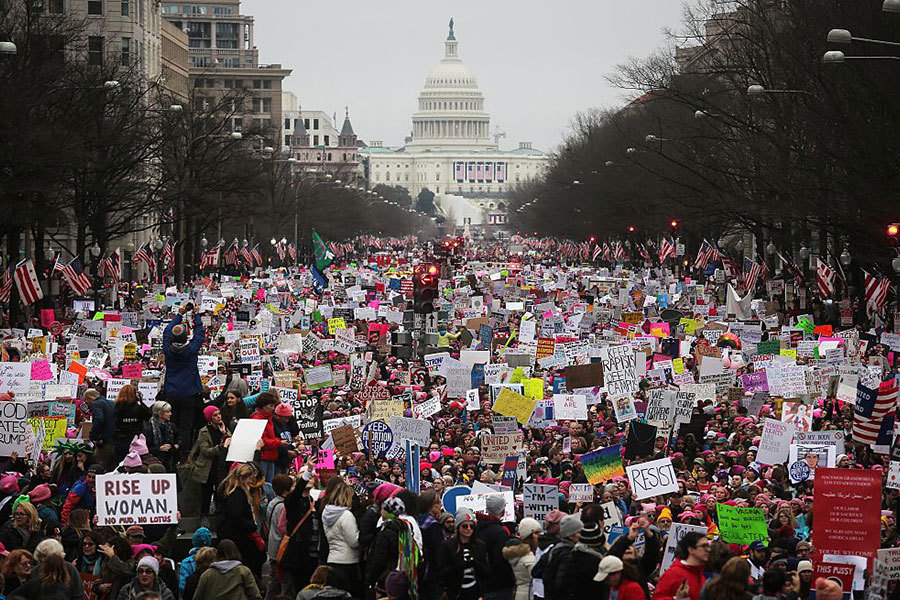 21日，華盛頓DC的抗議特朗普女性大遊行。（Getty Images）