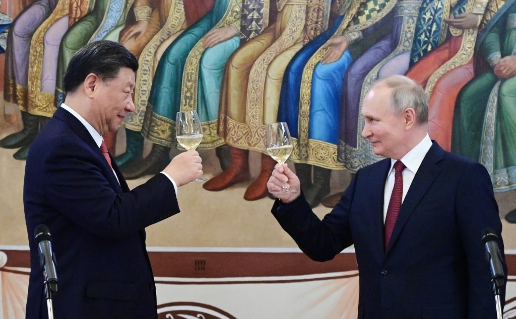 2023年3月21日，習近平和普京在莫斯科會晤。（PAVEL BYRKIN / SPUTNIK / AFP）