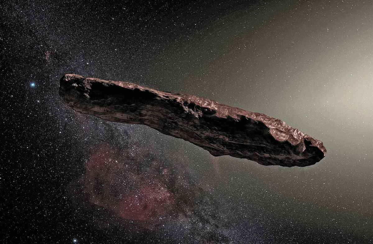 闖入太陽系的奇異天體「奧陌陌」（Oumuamua）的藝術假想圖。（ESO/M. Kornmesser）
