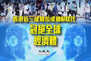 香港近三成職位或被AI取代 冠絕全球經濟體