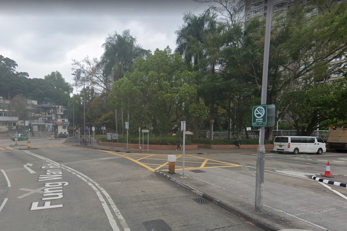 圖為事發的大埔豐運路（圖右方橫街）逸雅里（左方直路）交界。（Google街景）