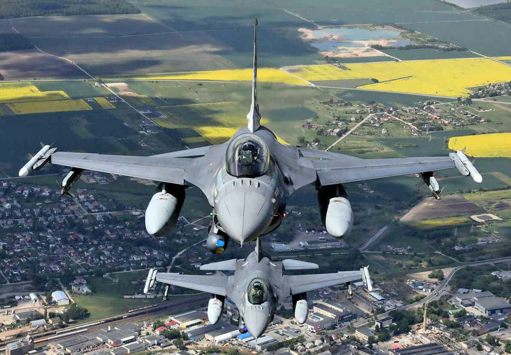 2023年5月23日，葡萄牙空軍F-16戰鬥機參加北約在希奧利艾附近立陶宛領空的波羅的海空中警務任務。（PETRAS MALUKAS / AFP）