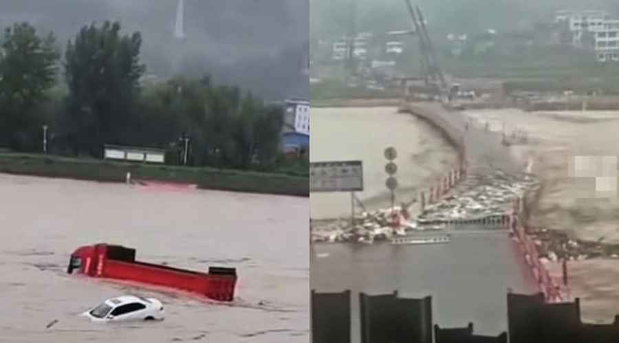 四川達州大洪水 商戶被淹 橋樑被沖走