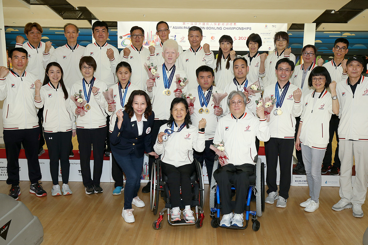 港隊在亞洲殘疾人保齡球錦標賽合共取得10金6銀2銅。（圖片由香港傷殘人士體育協會提供）