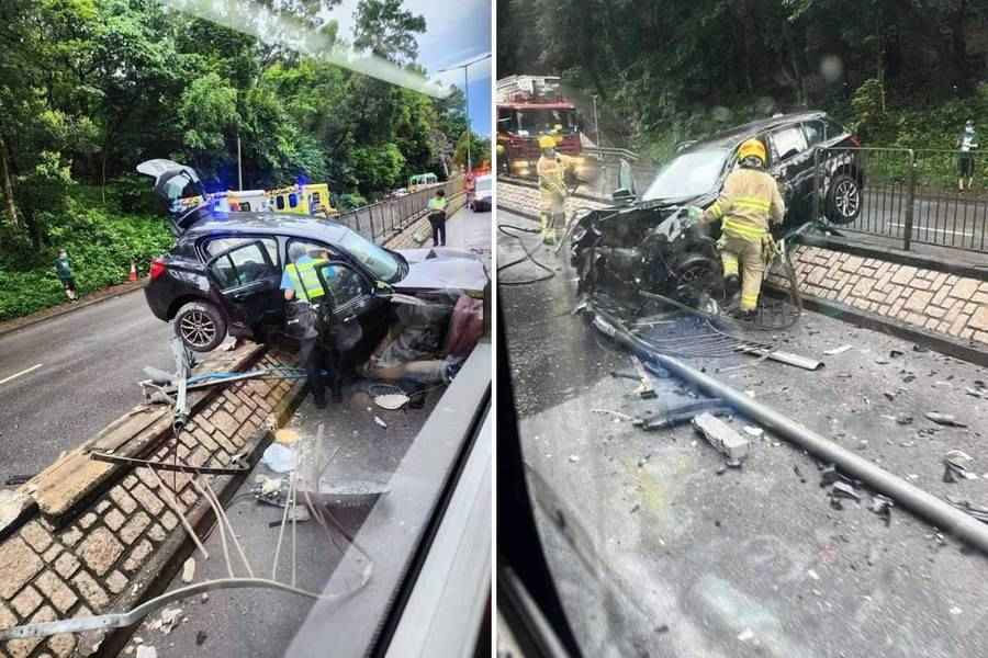 大埔廿分鐘兩車禍 兩私家車嚴重損毀四人傷