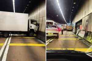 香港仔隧道兩貨車相撞 管內牆壁損毀一司機送院