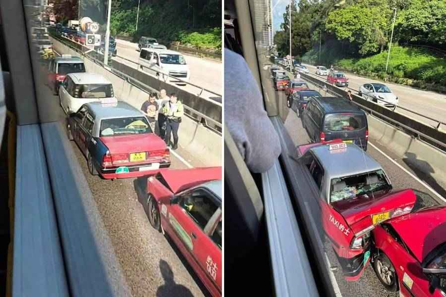 【有片】車cam直擊｜呈祥道10車連環相撞 起因係猴子屍體？