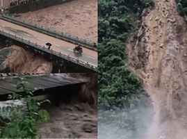 重慶洪災 鐵路橋梁垮塌 河流超警戒水位