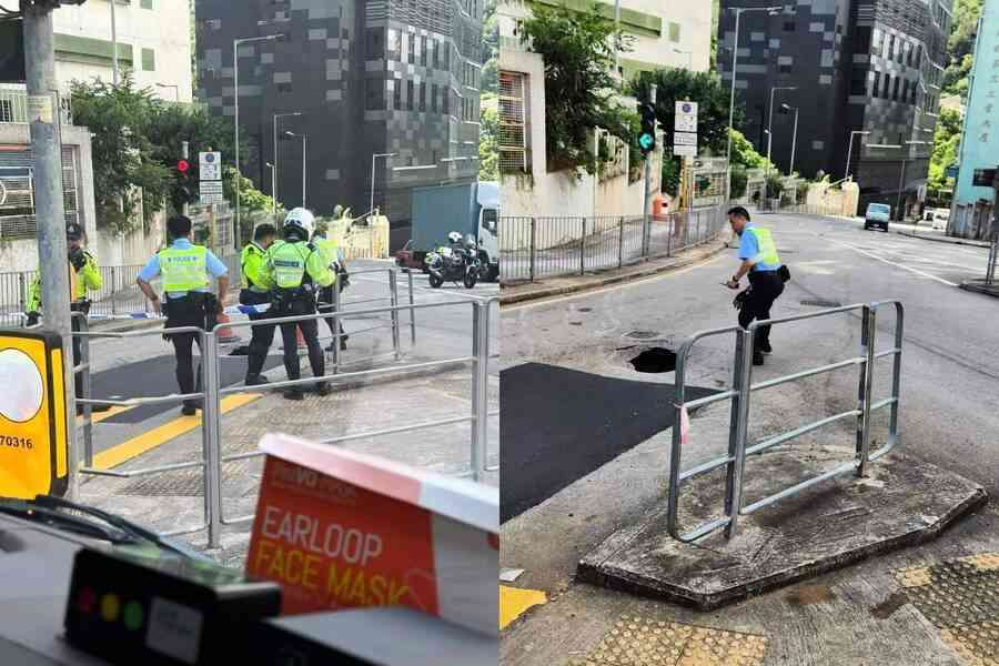 葵涌健全街出現「大咕窿」 部分巴士需要改道