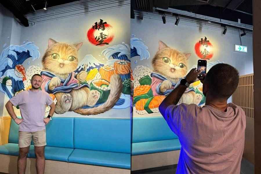Vladimir貓畫再現 愛吃日本料理的英短
