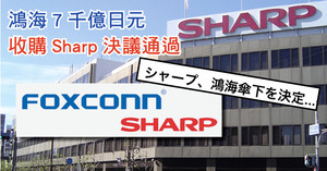 鴻海7千億日元收購Sharp決議通過