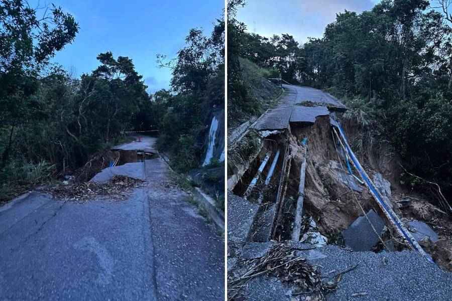 布力徑冧泥路陷 多條喉管外露