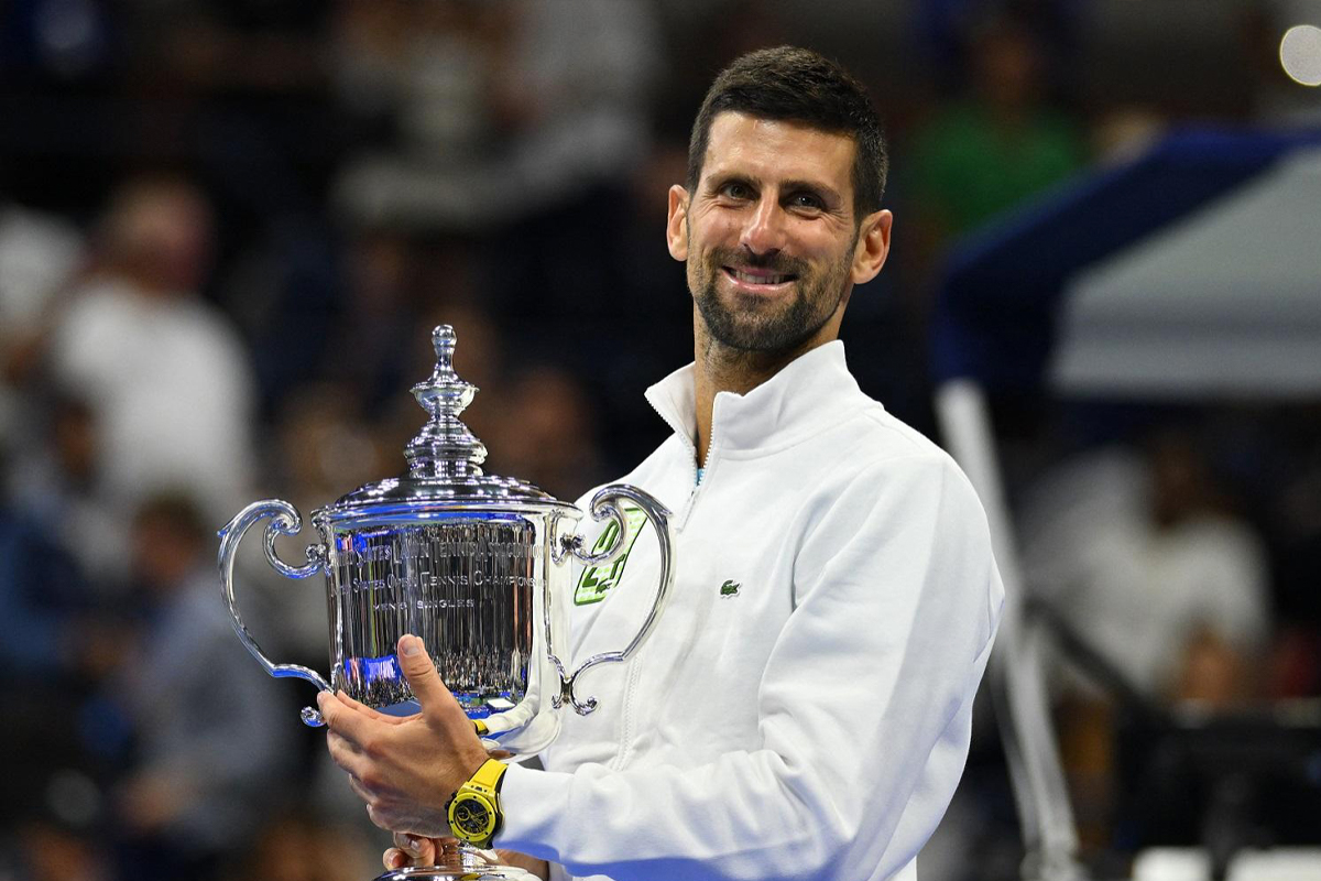 塞爾維亞網球名將諾瓦克•喬柯維奇（Novak Djokovic）勇奪2023年美國網球冠軍，他曾因拒絕接種疫苗無法入境美國參加去年的比賽。（ANGELA WEISS / AFP ）