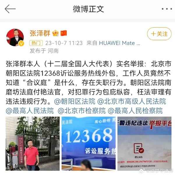 央視主持人 實名舉報北京朝陽區法院 引熱議