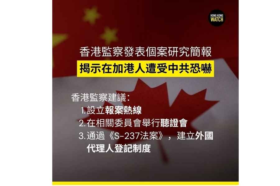 香港監察報告指在加港人遭中共恐嚇