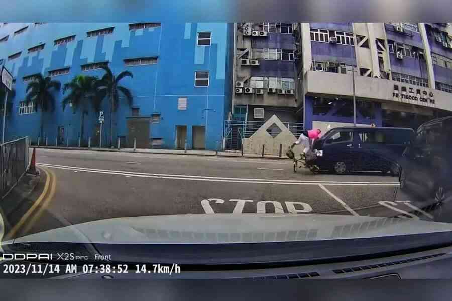 【有片】粉嶺單車讓線不停車 被客貨車撞飛