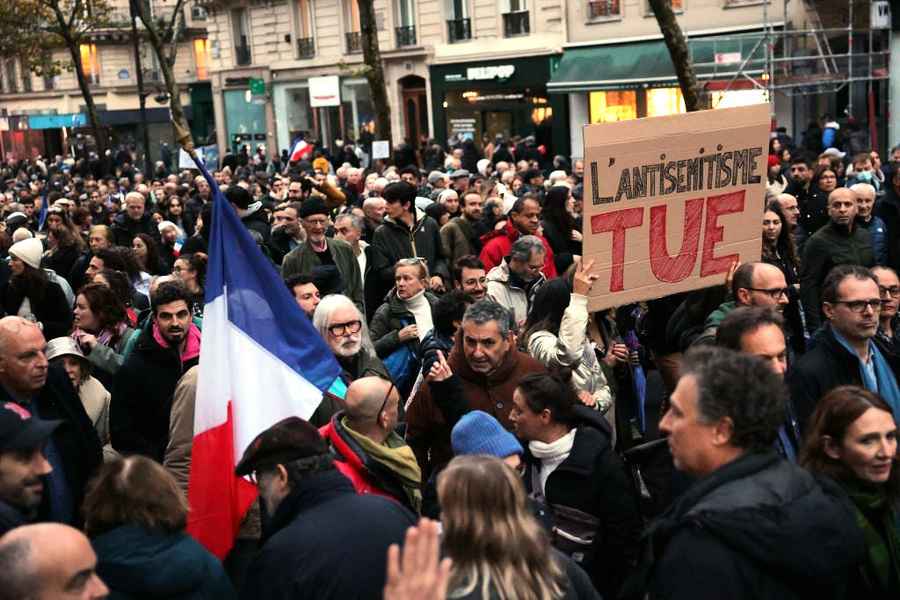 法國逾18萬人示威遊行 抗議反猶太主義抬頭
